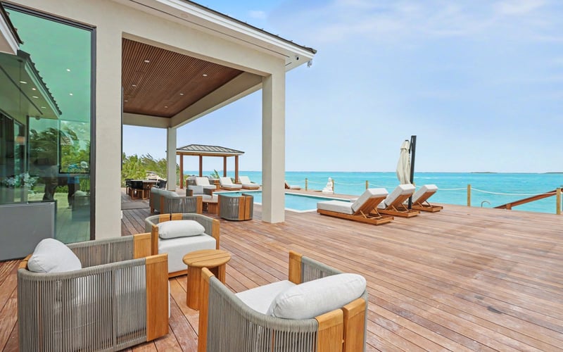 Beachfront view from the villa